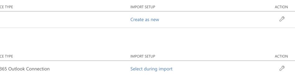 Power Automate import choices for the flow and Outlook connection