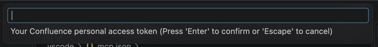 VS Code secure prompt asking for a Confluence personal access token